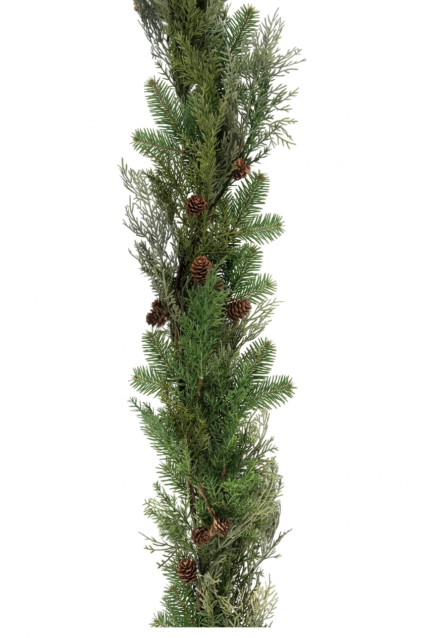 Green Garland With Pine Cones