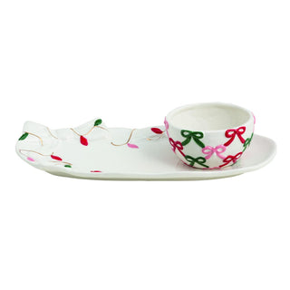 Bow Santa Tray & Tidbit Set