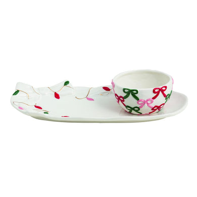 Bow Santa Tray & Tidbit Set