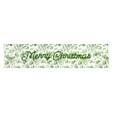 Green Toile Table Runner