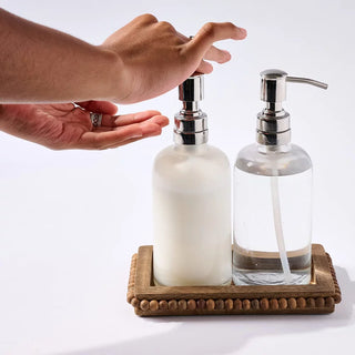Beaded Wood Soap Pump Set