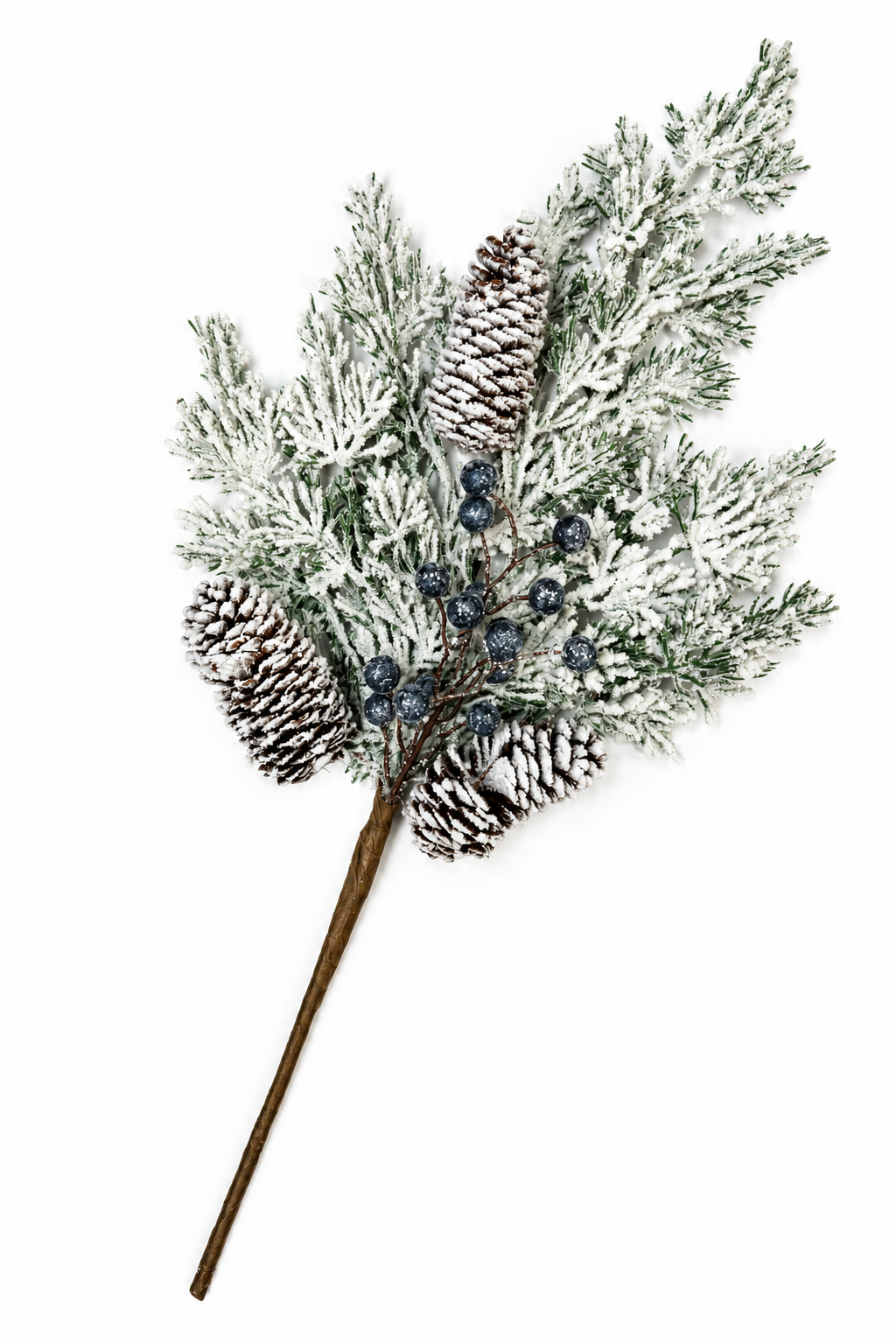 Flocked Pine And Berries Spray