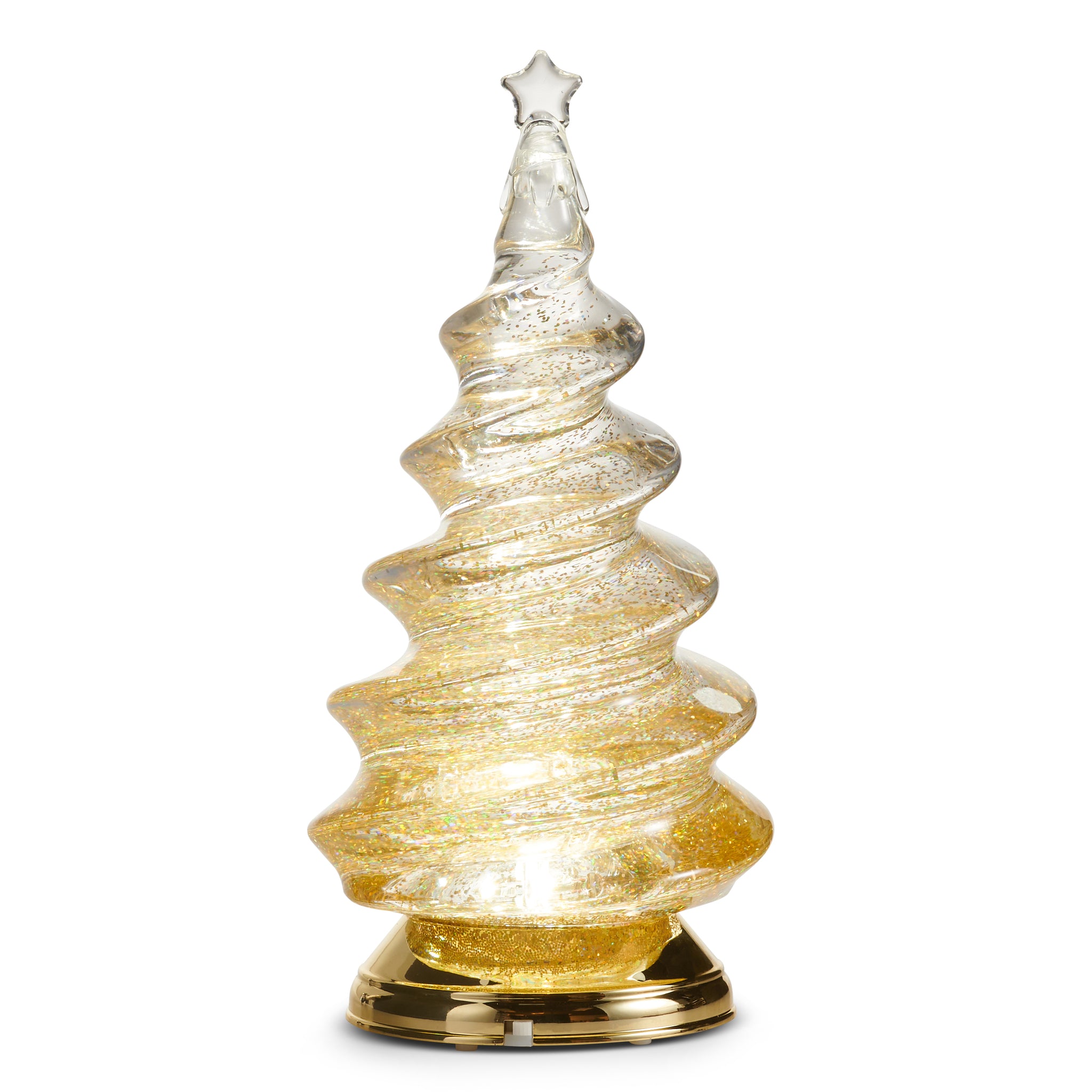 Lighted Gold Spiral Swirling Glitter Tree 12