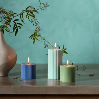 Illume Fresh Sea Salt Ribbed Pillar Small Candle