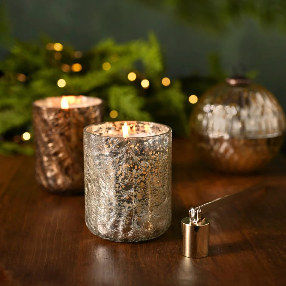 Illume Balsam & Cedar Small Crackle Glass Candle