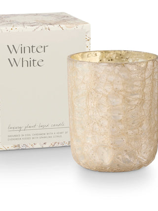 Illume Winter White Small Crackle Glass Candle
