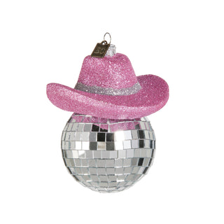 Glitter Pop Pink Shiny Cowboy Hat Ornament 4.25