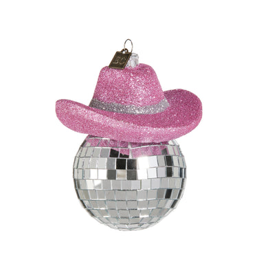 Glitter Pop Pink Shiny Cowboy Hat Ornament 4.25