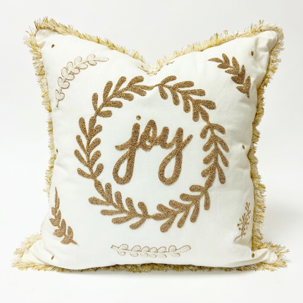 Joy Embroidered Pillow