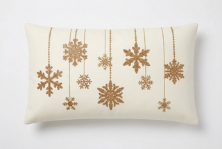 Gold Embroidered Snowflake Pillow