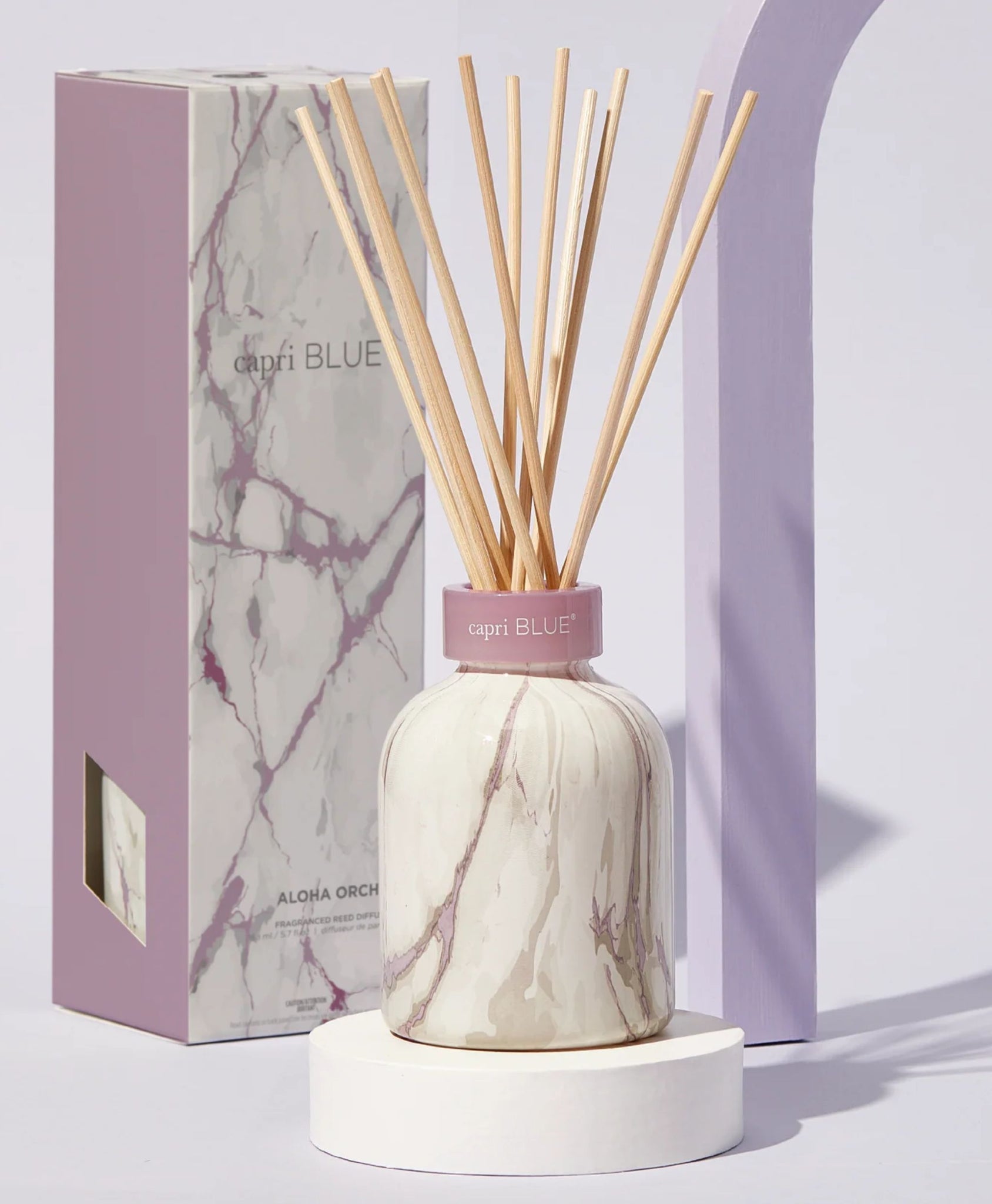 Capri Blue Aloha Orchid Modern Marble Petite Reed Diffuser