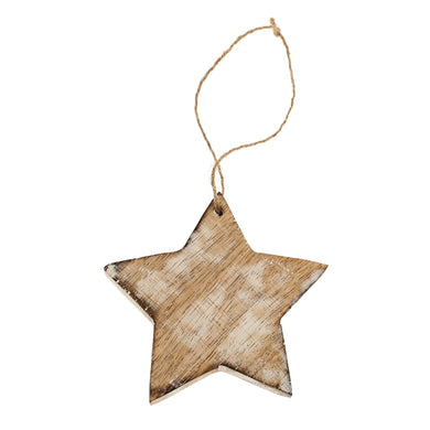 Wooden Whitewash Star Ornament