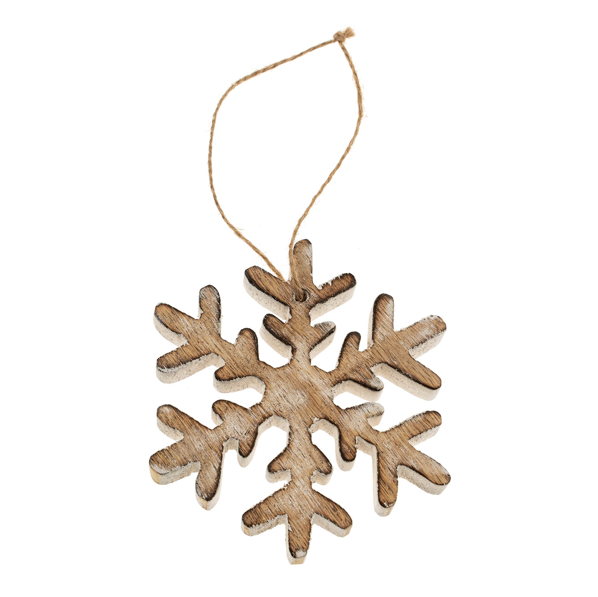 Wooden Whitewash Snowflake Ornament