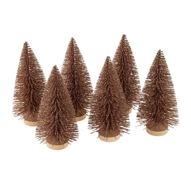 Bottle Brush Tree Pink Glitter - Set of 6