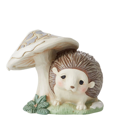 Jim Shore White Woodland Hedgehog by Mushroom Figurine