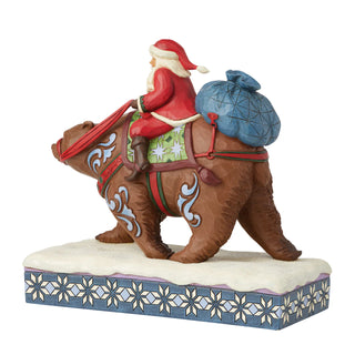 Jim Shore Heartwood Creek Bearing Gifts For One And All - Santa Riding A Bear Figurine