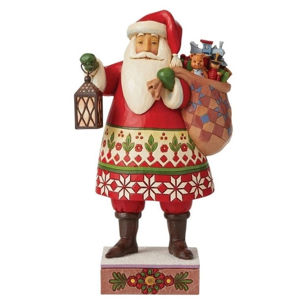 Jim Shore Believe In Christmas Magic - Santa with Lantern and Toy Bag Figurine