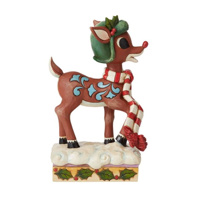 Jim Shore Traditions Rudolph In Aviator Hat And Scarf Figurine