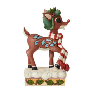 Jim Shore Traditions Rudolph In Aviator Hat And Scarf Figurine