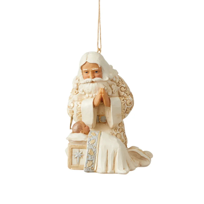 Jim Shore Holiday Lustre Santa With Baby Jesus Ornament
