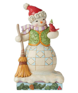 Jim Shore Snowman With Cardinal & Broom 'Season's Tweetings' Figurine