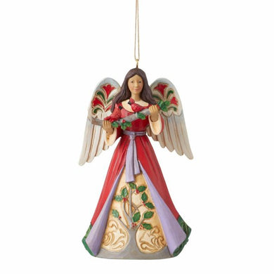 Jim Shore Christmas Angel With Cardinals & Holly Hanging Ornament