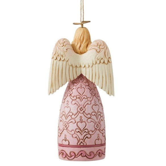 Jim Shore Pink Angel With Heart Hands Hanging Ornament