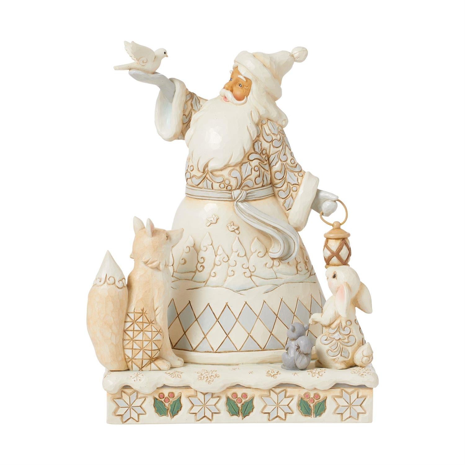 Jim Shore White Woodland Santa Holding Dove Figurine