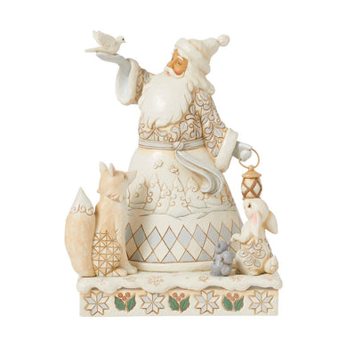 Jim Shore White Woodland Santa Holding Dove Figurine