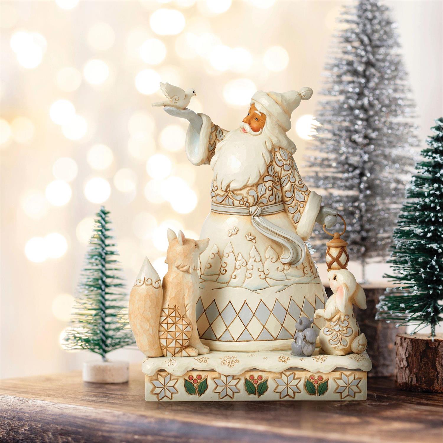 Jim Shore White Woodland Santa Holding Dove Figurine