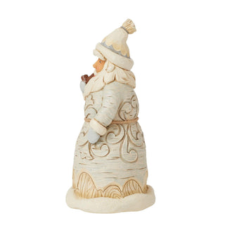 Jim Shore White Woodland Carved Santa With Pipe Figurine