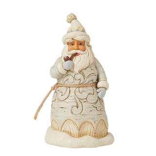 Jim Shore White Woodland Carved Santa With Pipe Figurine