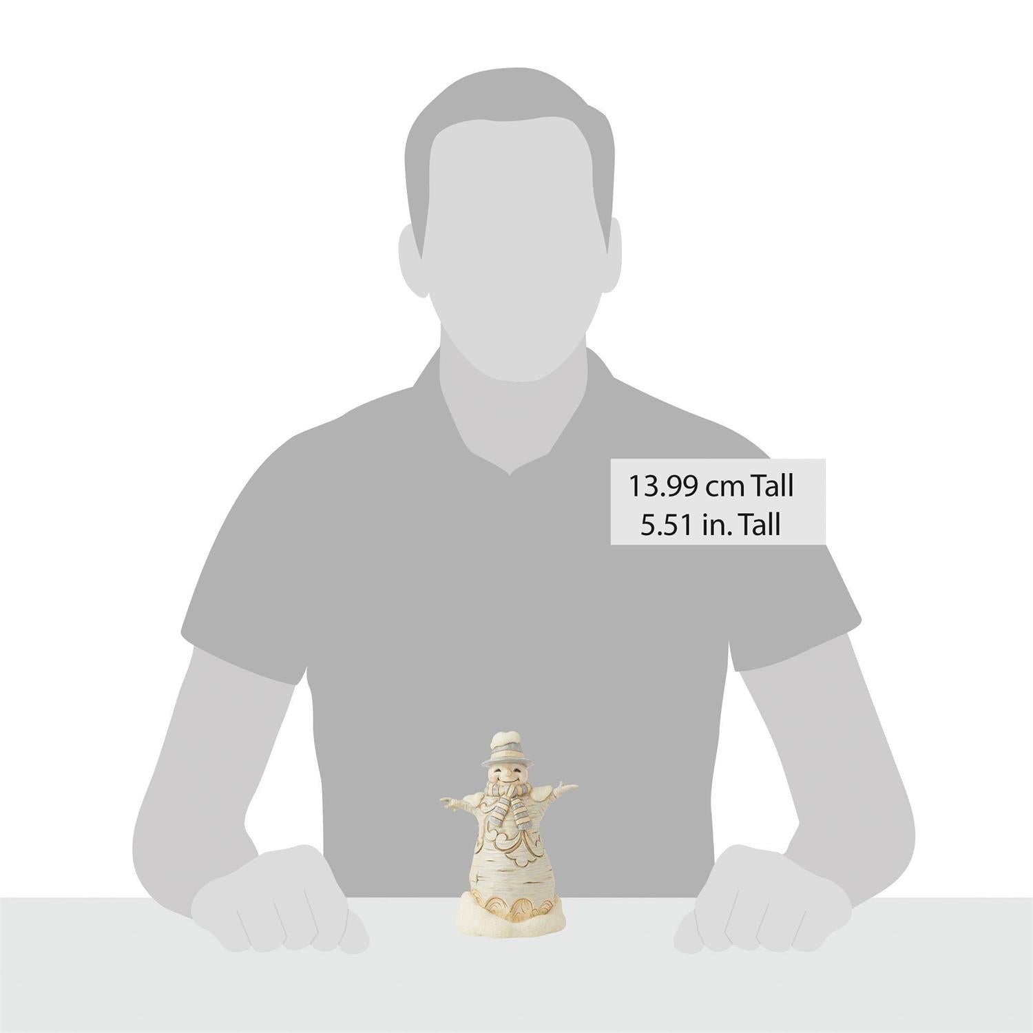 Jim Shore White Woodland Carved Snowman With Top Hat Figurine