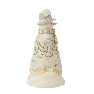 Jim Shore White Woodland Carved Snowman With Top Hat Figurine