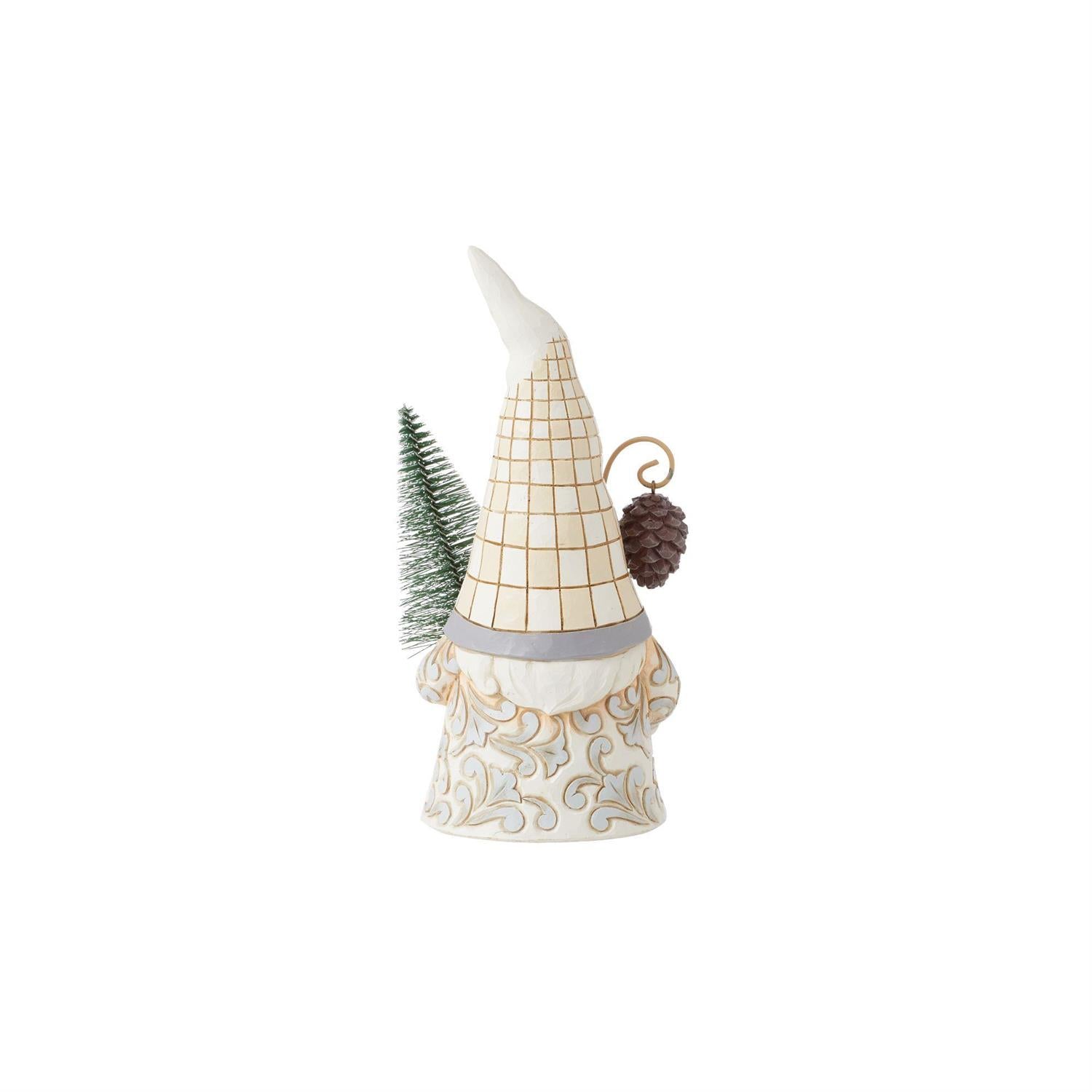 Jim Shore White Woodland Gnome With Sisal Tree Figurine