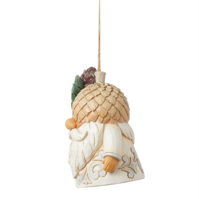 Jim Shore White Woodland Dated 2924 Gnome With Acorn Hat Hanging Ornament