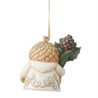Jim Shore White Woodland Dated 2924 Gnome With Acorn Hat Hanging Ornament