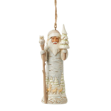 Jim Shore White Woodland Birch Bark Santa Hanging Ornament