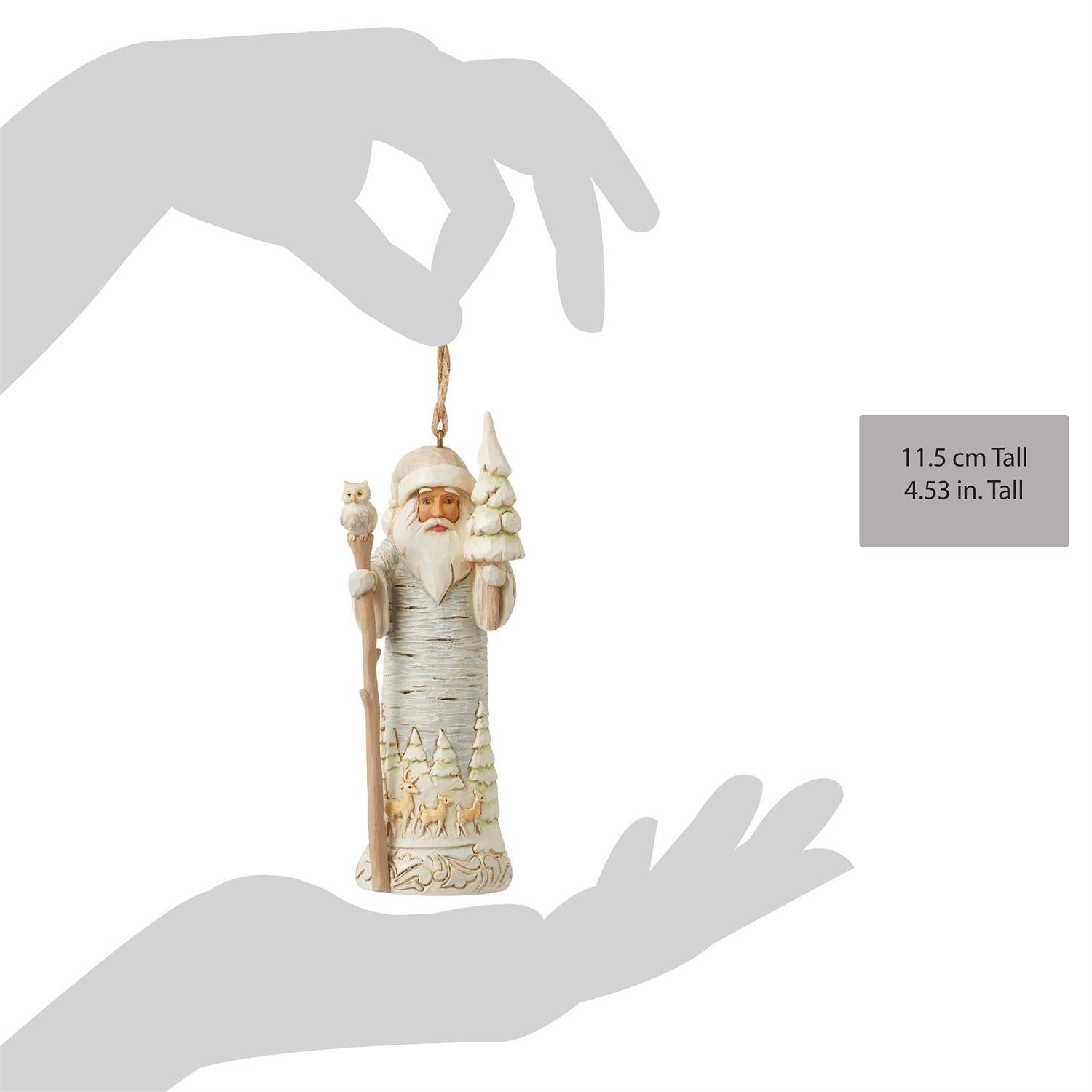 Jim Shore White Woodland Birch Bark Santa Hanging Ornament