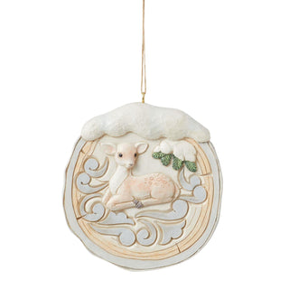 Jim Shore White Woodland Birch Bark Fawn Scene Hanging Ornament