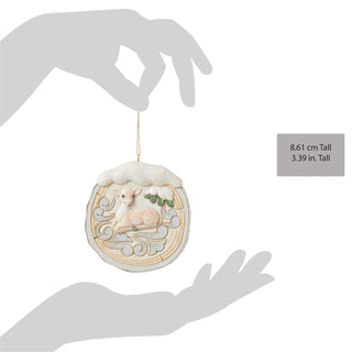 Jim Shore White Woodland Birch Bark Fawn Scene Hanging Ornament