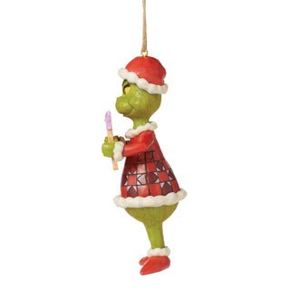 Jim Shore Grinch Holding Warning: Bad Attitude Sign Hanging Ornament