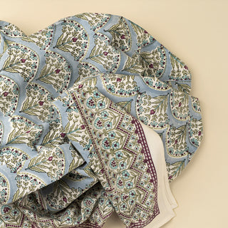 Sakura Block Print Tablecloth Blue