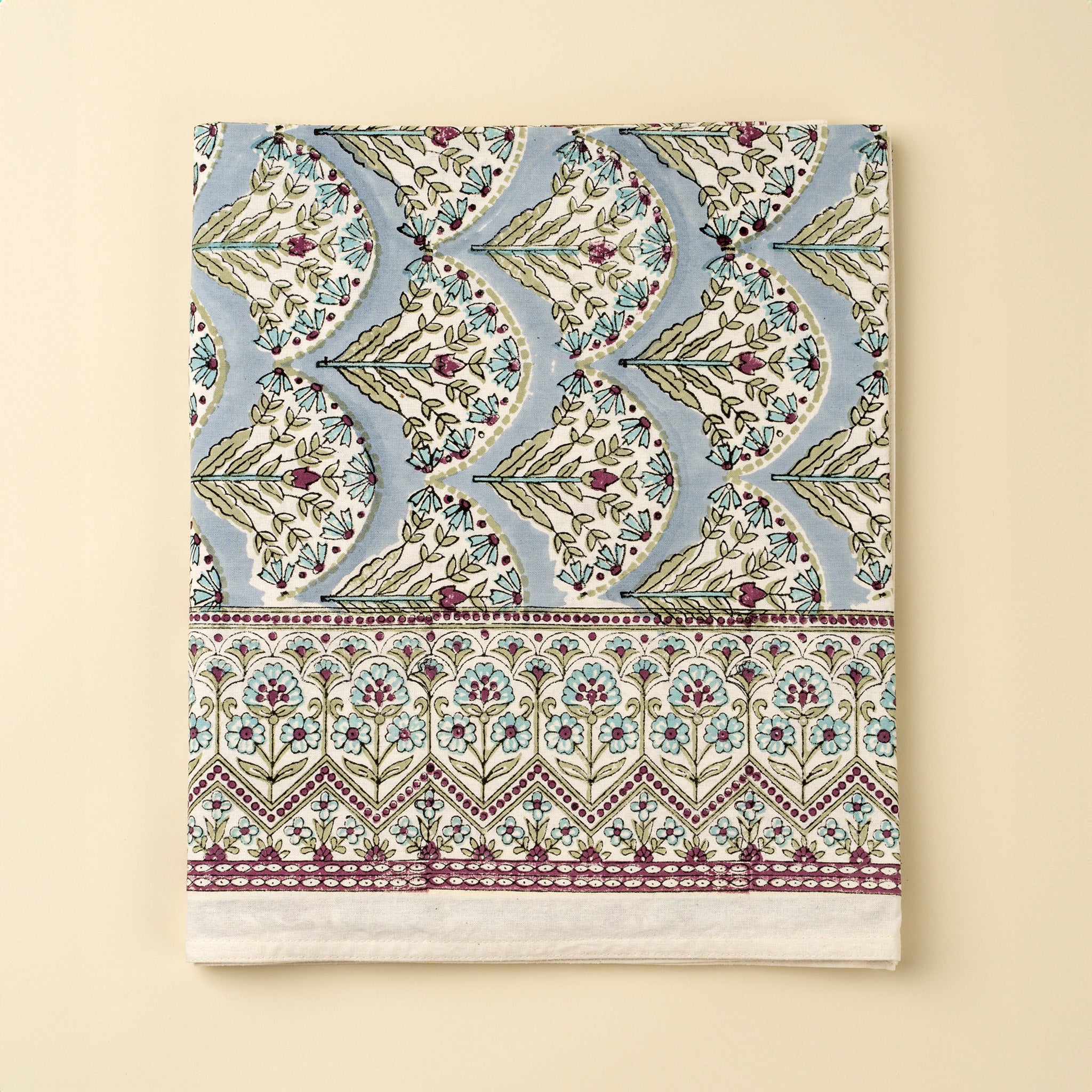 Sakura Block Print Tablecloth Blue