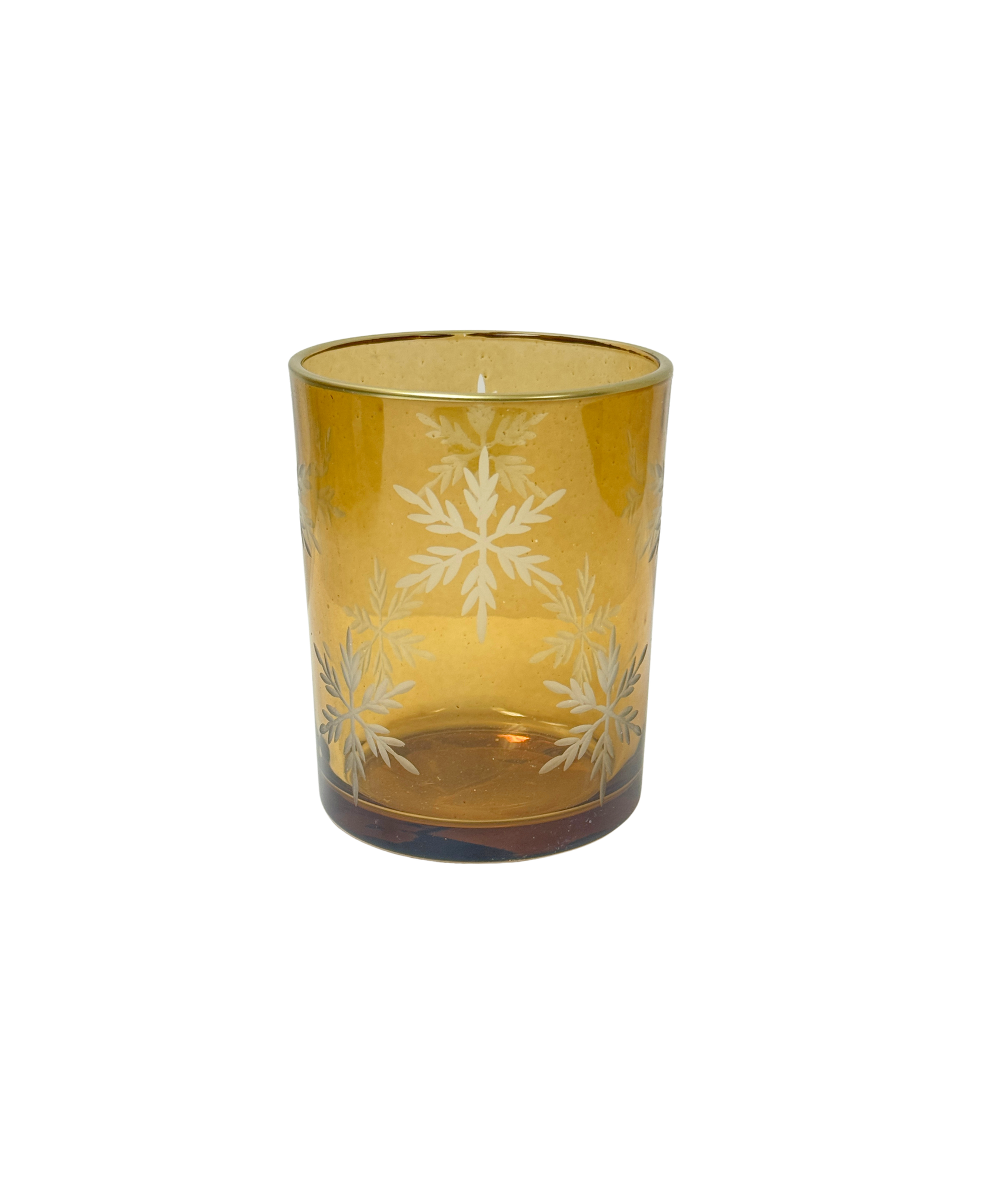 Amber Etched Glass Candle Holders