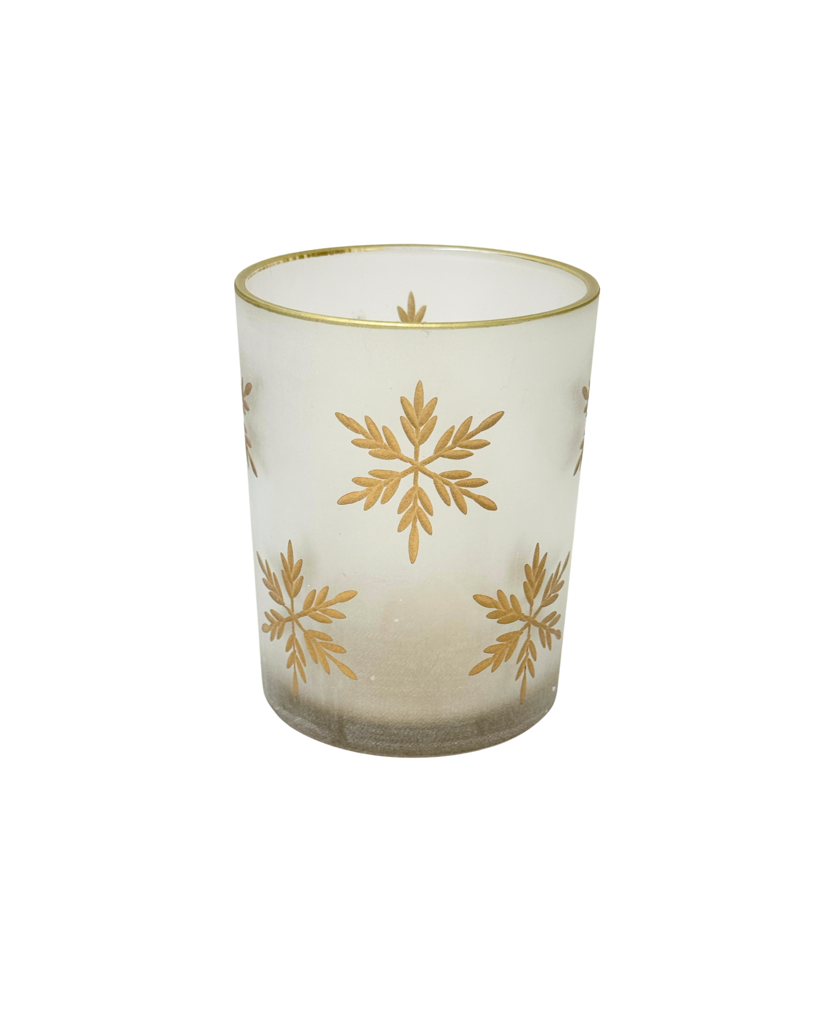 Frosted Glass Etched Candle Holder