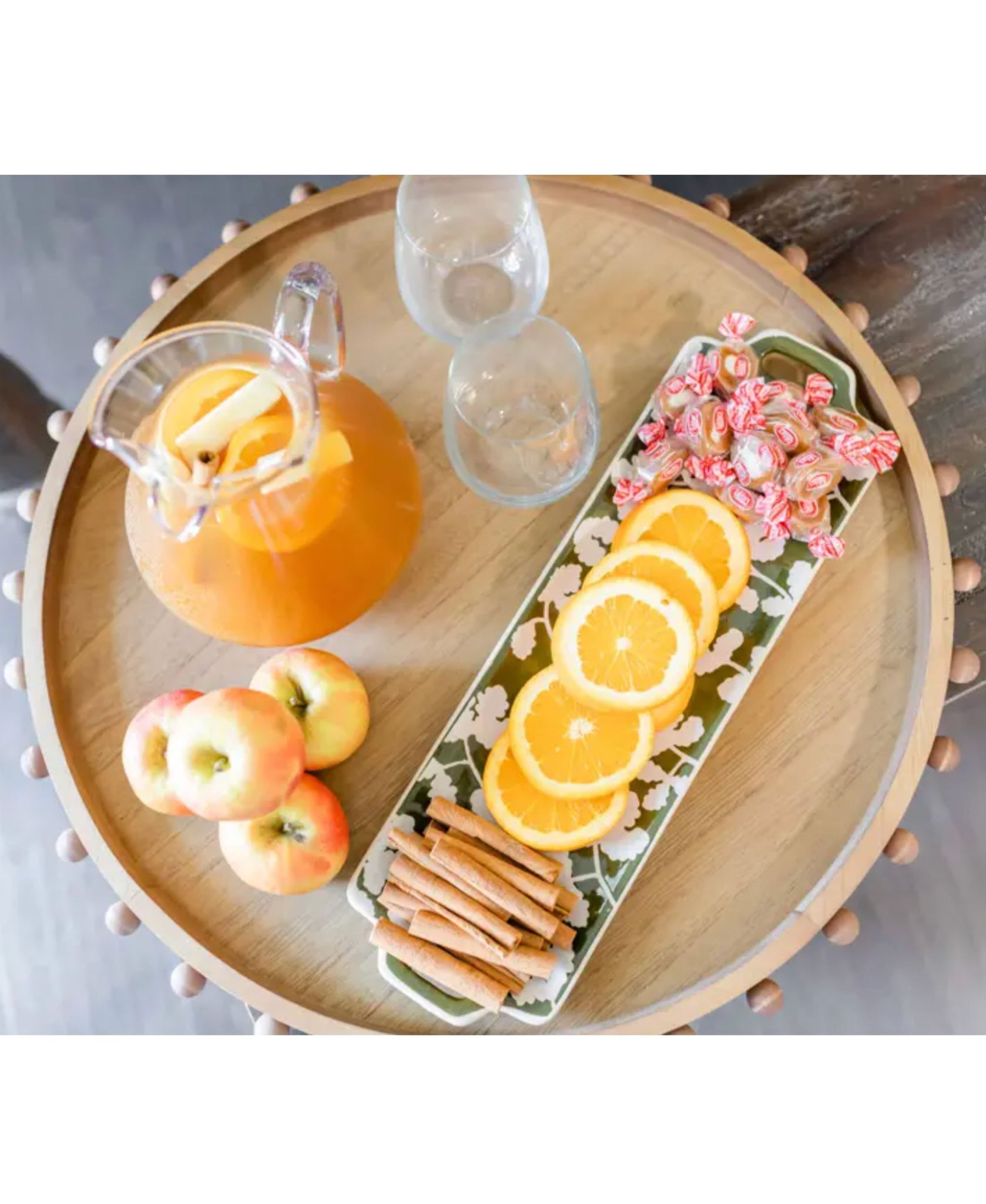 Beaded Wood Tray Set