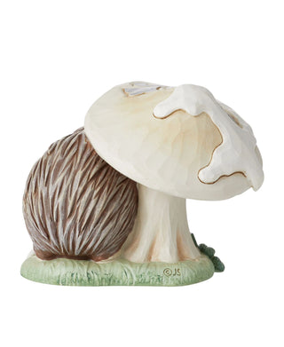 Jim Shore White Woodland Hedgehog by Mushroom Figurine