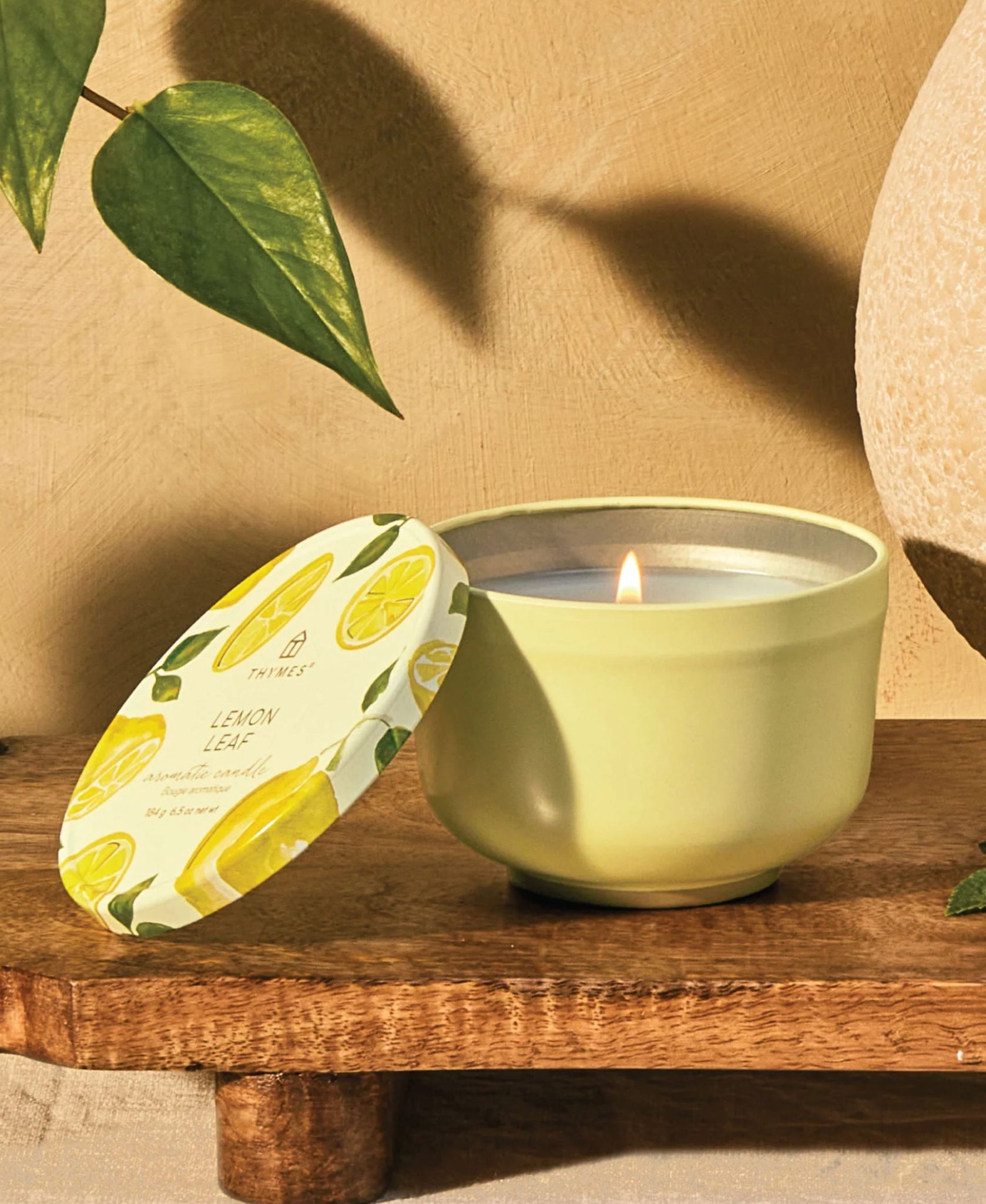 Thymes Lemon Leaf Poured Candle Travel Tin