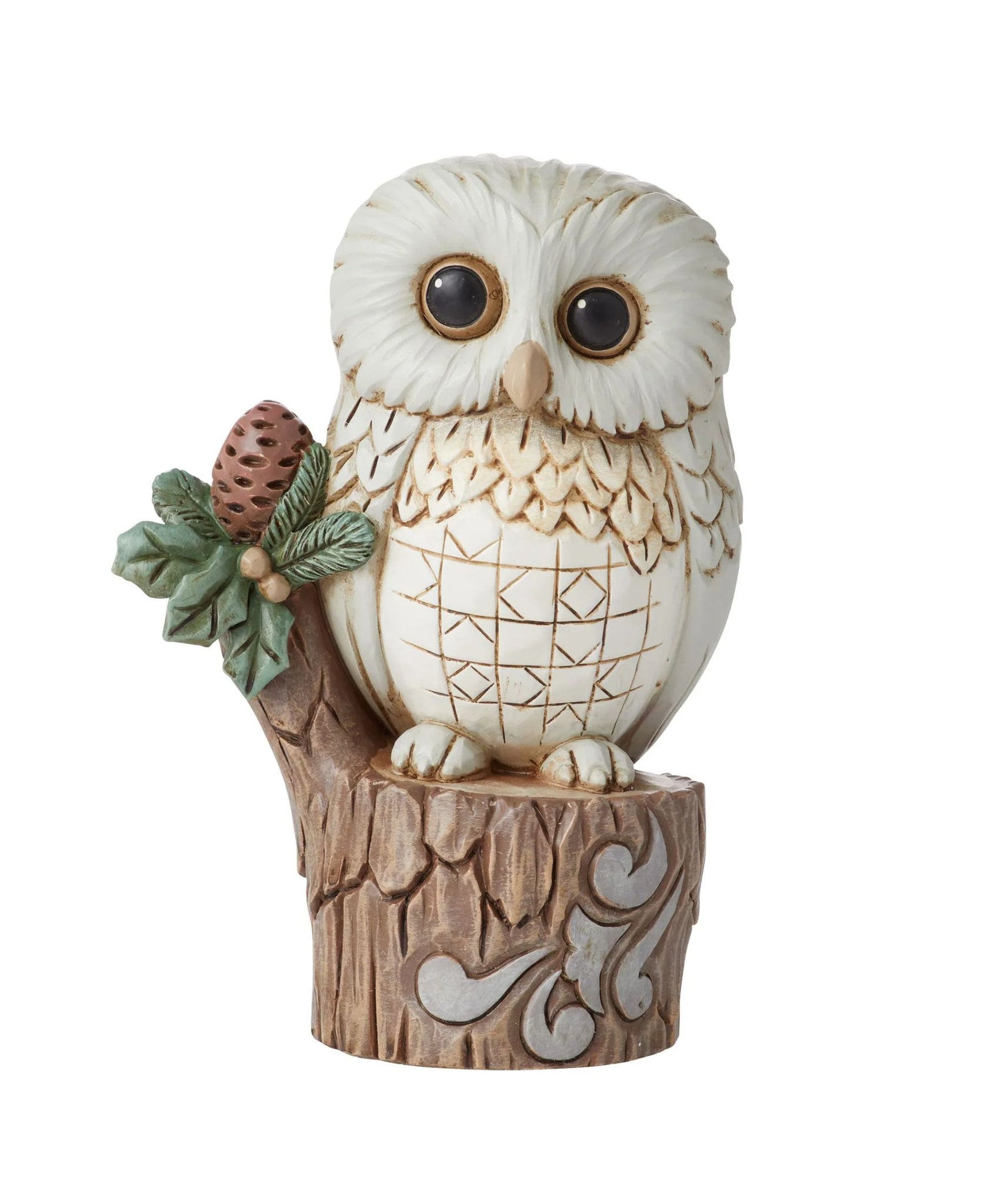 Jim Shore White Woodland Owl on the Stump Figurine